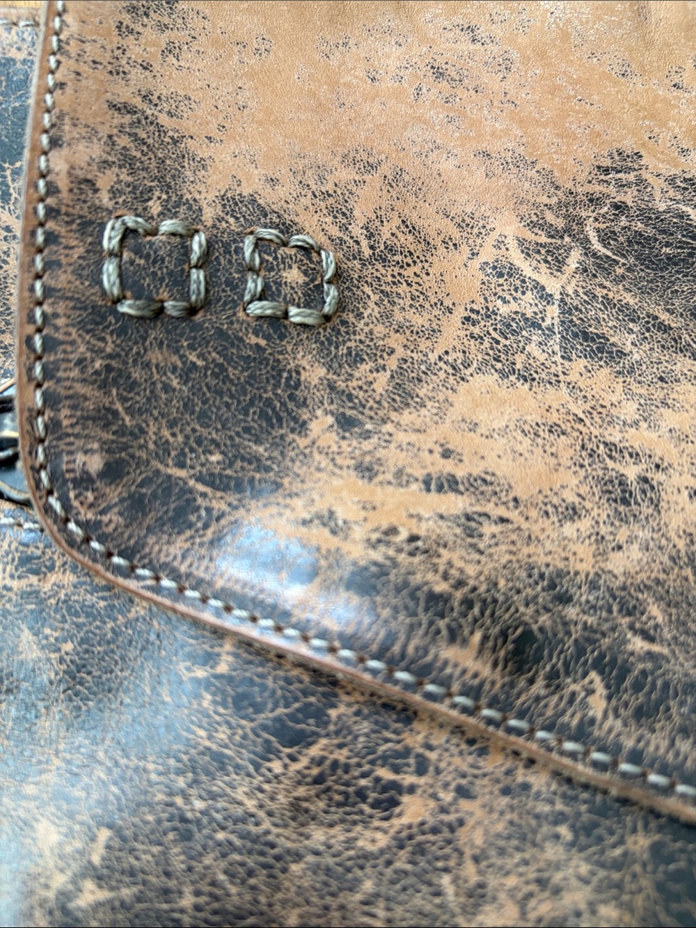 BED|STU Distressed Two-Tone Brown Crossbody Bag - Picture 2 of 8